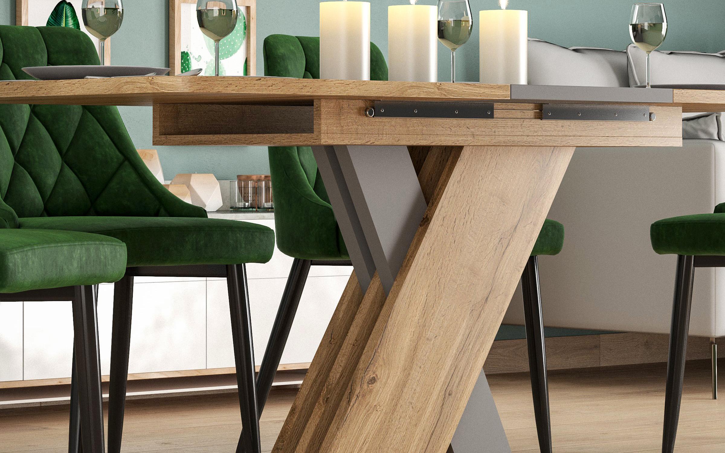 Masa dining Navara, stejar wotan + negru  2